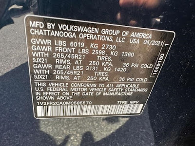 2021 Volkswagen Atlas 3.6L V6 SEL Premium R-Line